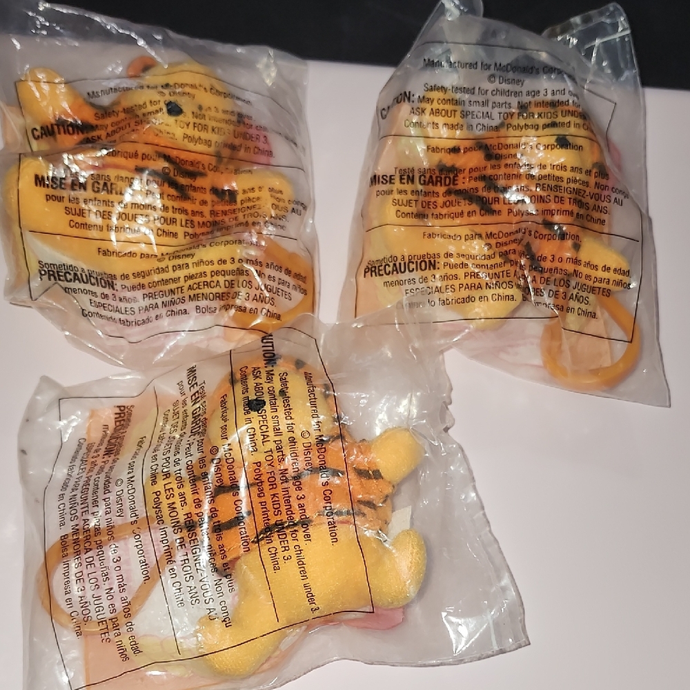 Set of Three Plush Tigger Winnie the Pooh Plush Bag clips Vintage McDonald Toys